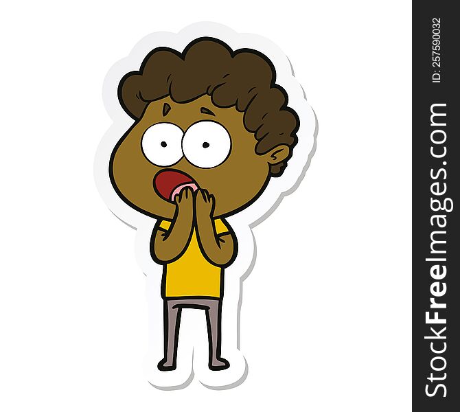 Sticker Of A Cartoon Man Gasping In Surprise