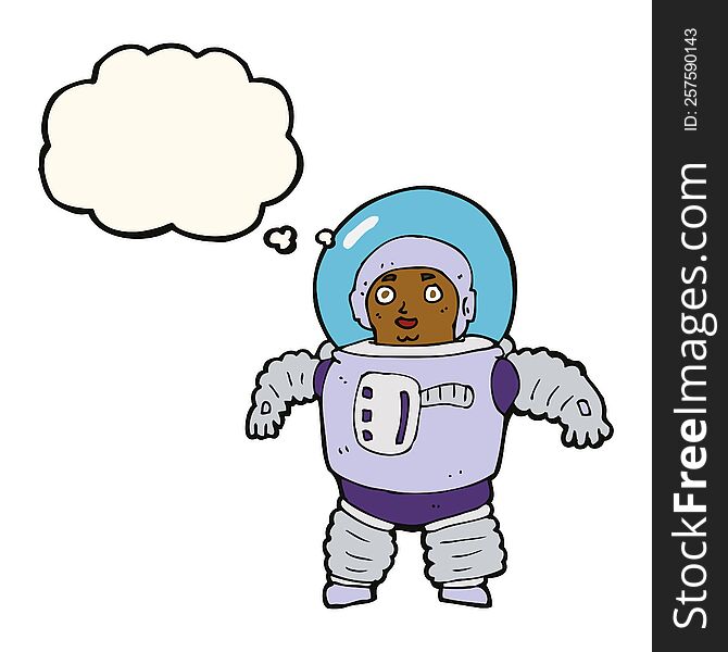 cartoon space man with thought bubble