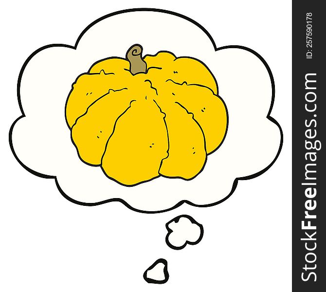 cartoon squash with thought bubble. cartoon squash with thought bubble