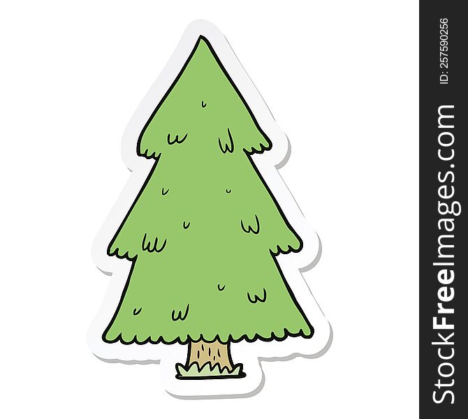sticker of a cartoon christmas tree