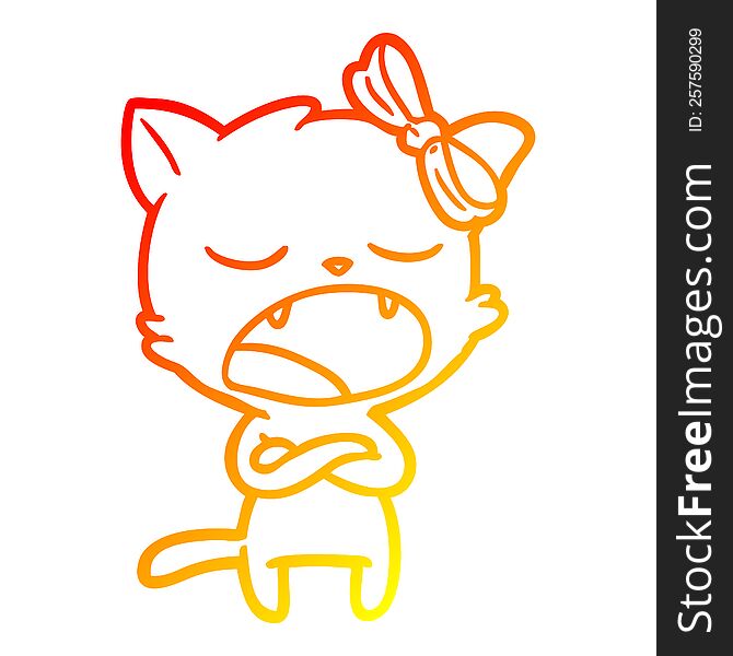 Warm Gradient Line Drawing Annoyed Cartoon Cat