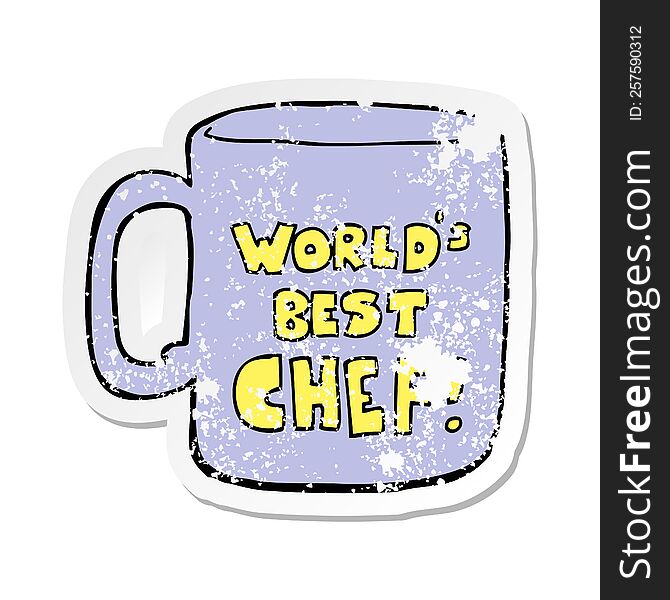 distressed sticker of a worlds best chef mug