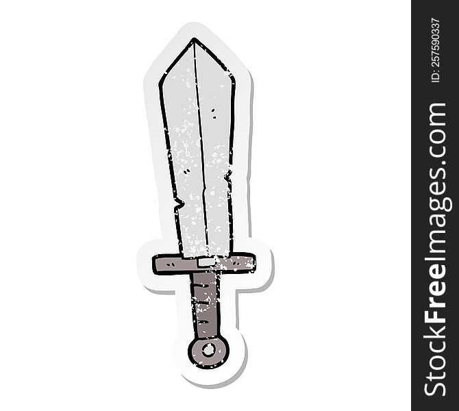 Distressed Sticker Of A Cartoon Old Sword