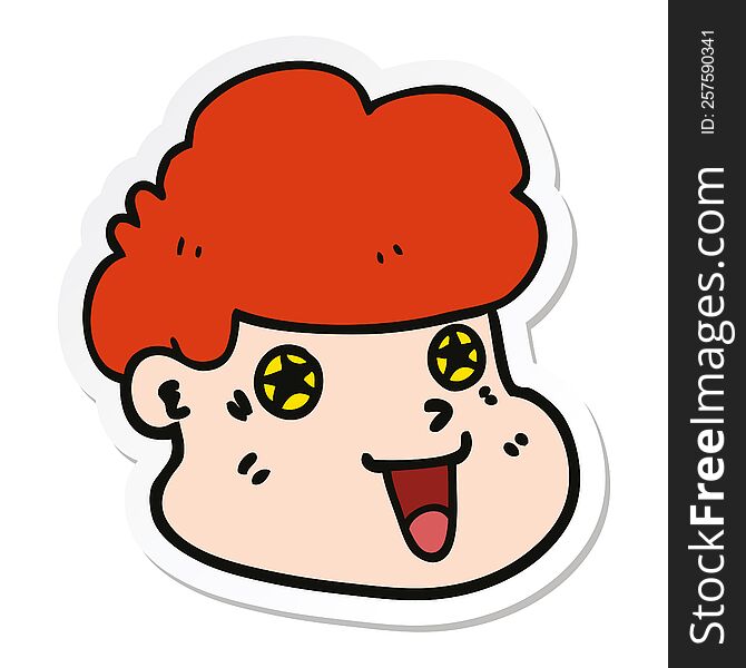 Sticker Of A Cartoon Boy S Face