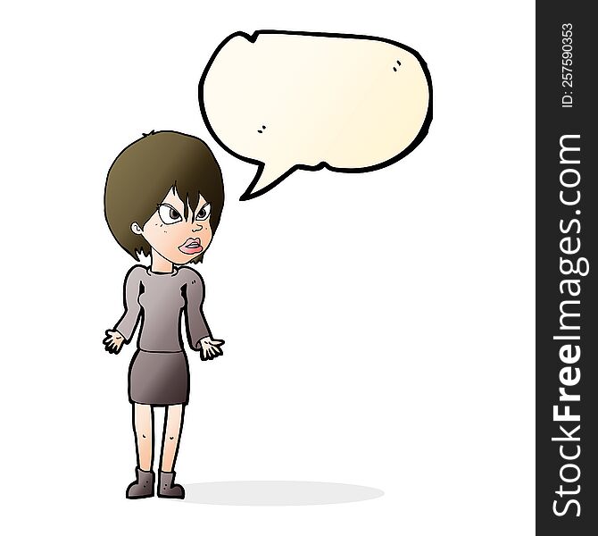 Cartoon Annoyed Woman With Speech Bubble