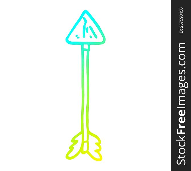 cold gradient line drawing of a cartoon straight arrow