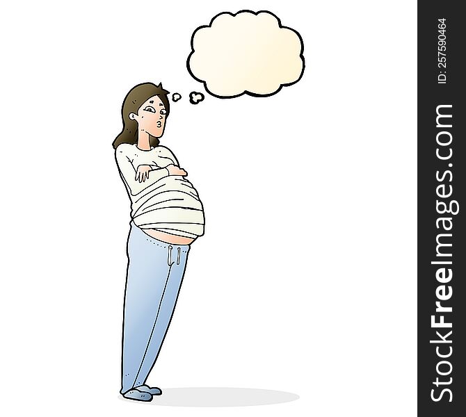 Cartoon Pregnant Woman With Thought Bubble