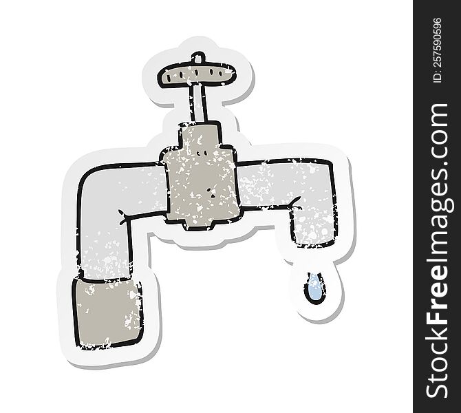 retro distressed sticker of a cartoon dripping faucet