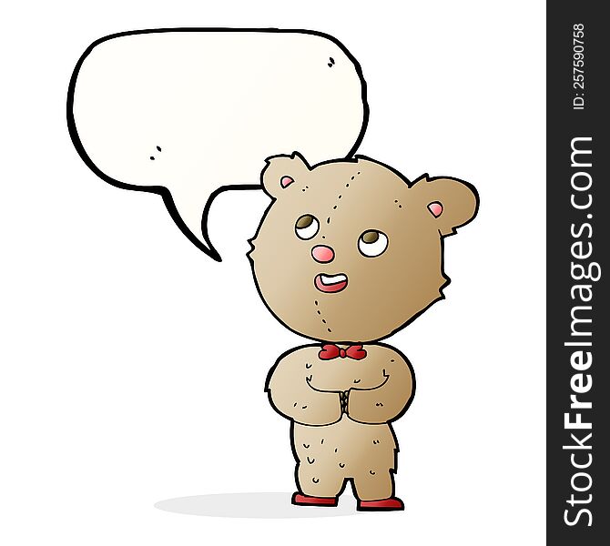 Cartoon Cute Teddy Bear With Speech Bubble