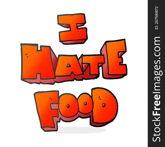 freehand drawn cartoon i hate food symbol