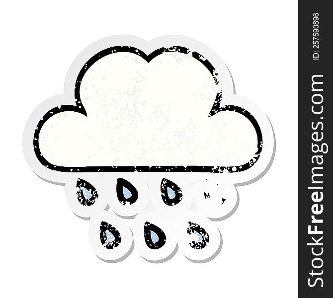 Distressed Sticker Of A Cute Cartoon Rain Cloud