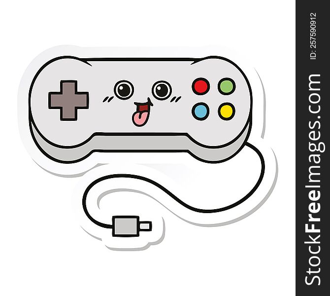 Sticker Of A Cute Cartoon Game Controller