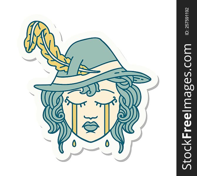 Crying Human Bard Sticker