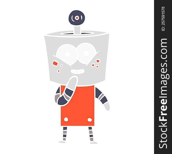 Happy Flat Color Style Cartoon Robot Giggling