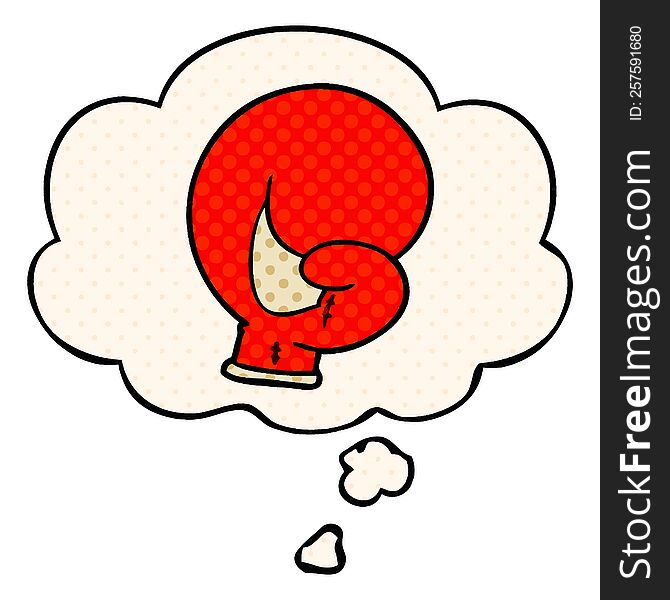 Boxing Glove Cartoon  And Thought Bubble In Comic Book Style