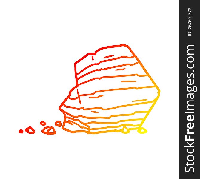 warm gradient line drawing of a cartoon large rock