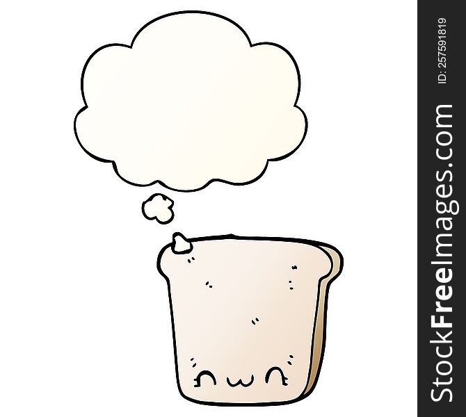 Cartoon Slice Of Bread And Thought Bubble In Smooth Gradient Style