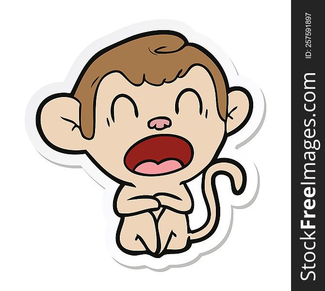 sticker of a yawning cartoon monkey
