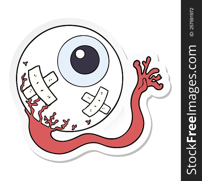 sticker of a cartoon injured eyeball