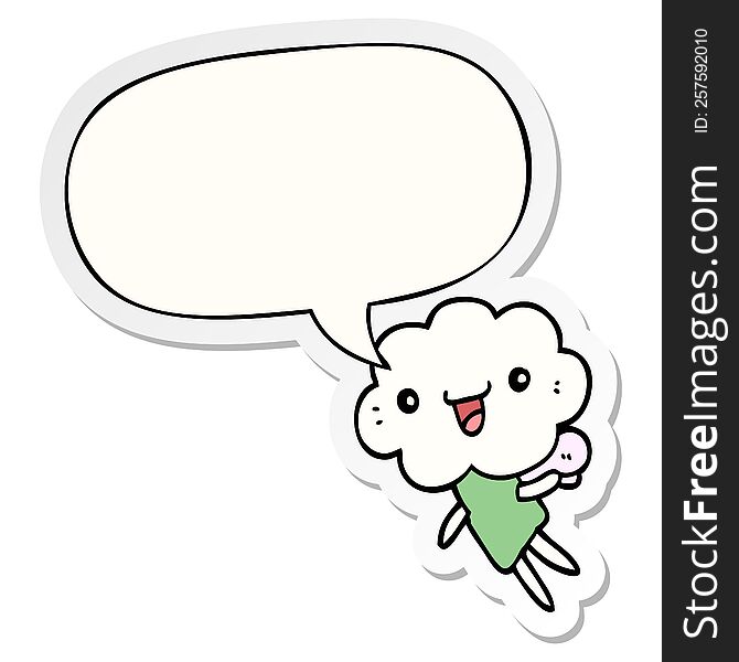 cartoon cloud head creature with speech bubble sticker