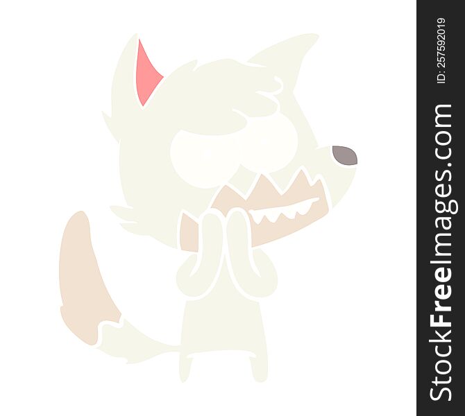 flat color style cartoon grinning fox