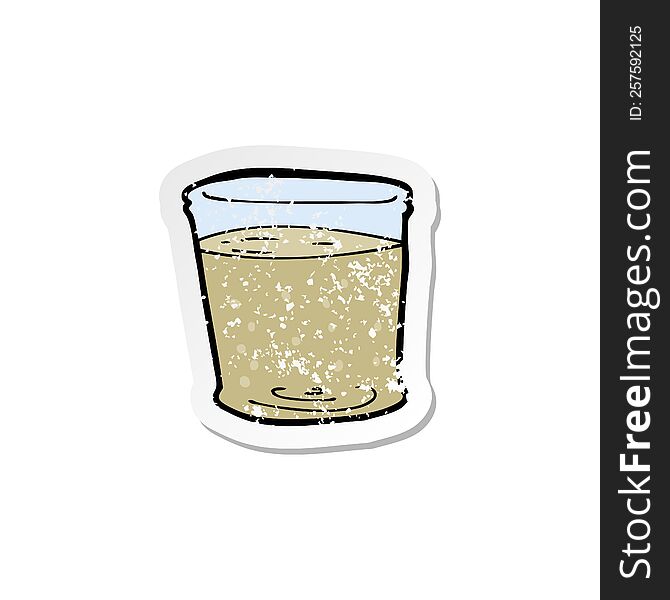 retro distressed sticker of a cartoon whiskey glass