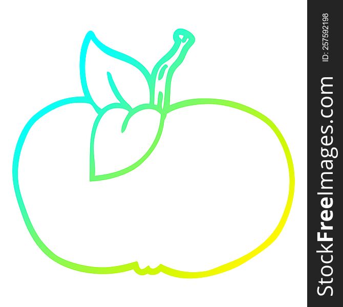 Cold Gradient Line Drawing Cartoon Juicy Apple