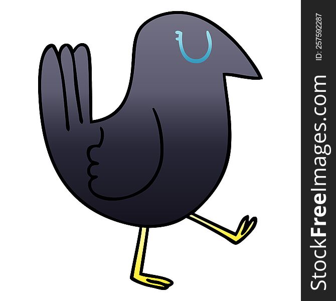 Quirky Gradient Shaded Cartoon Crow