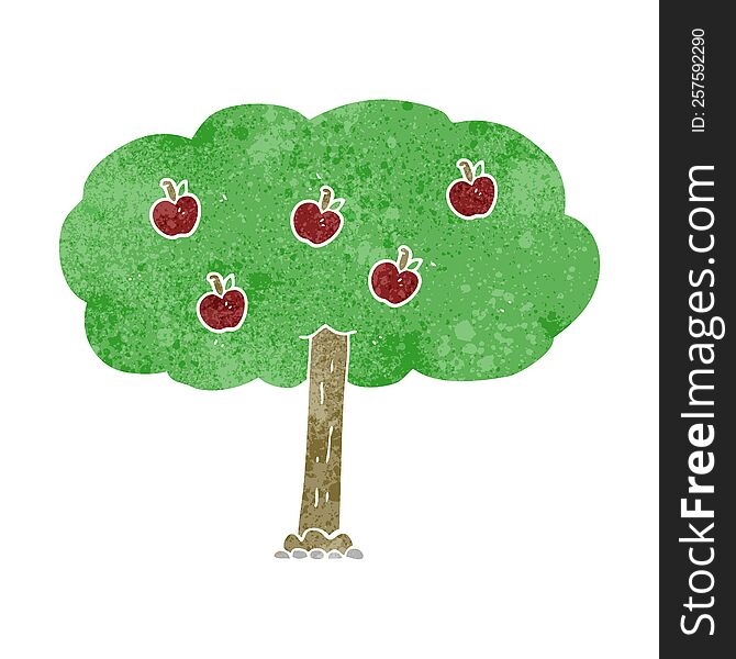 Retro Cartoon Apple Tree