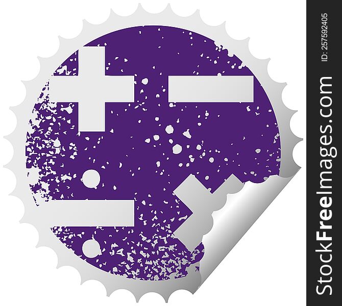 Distressed Circular Peeling Sticker Symbol Math Symbols