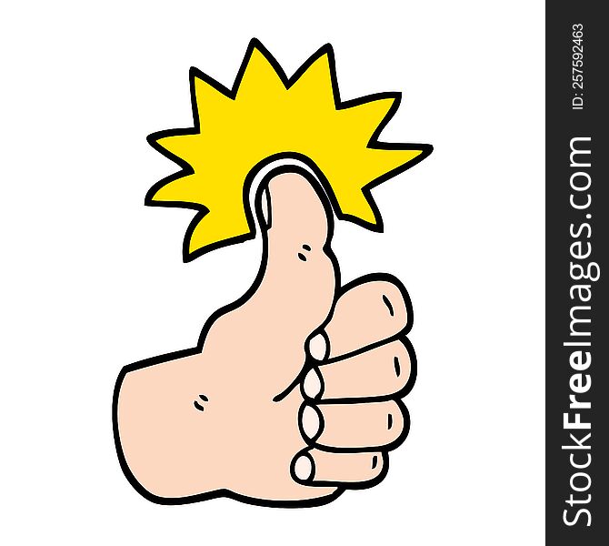 hand drawn doodle style cartoon thumbs up symbol