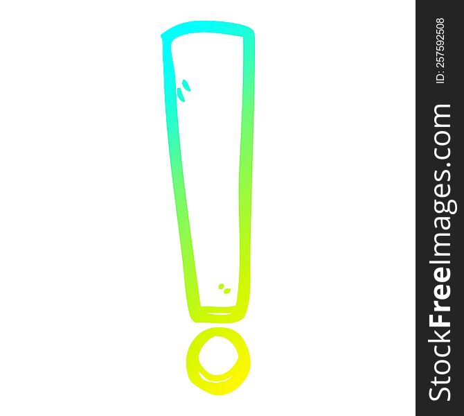 cold gradient line drawing of a cartoon exclamation mark