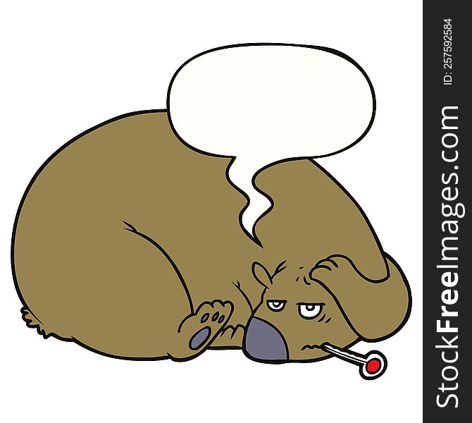 Cartoon Bear And A Sore Head And Speech Bubble