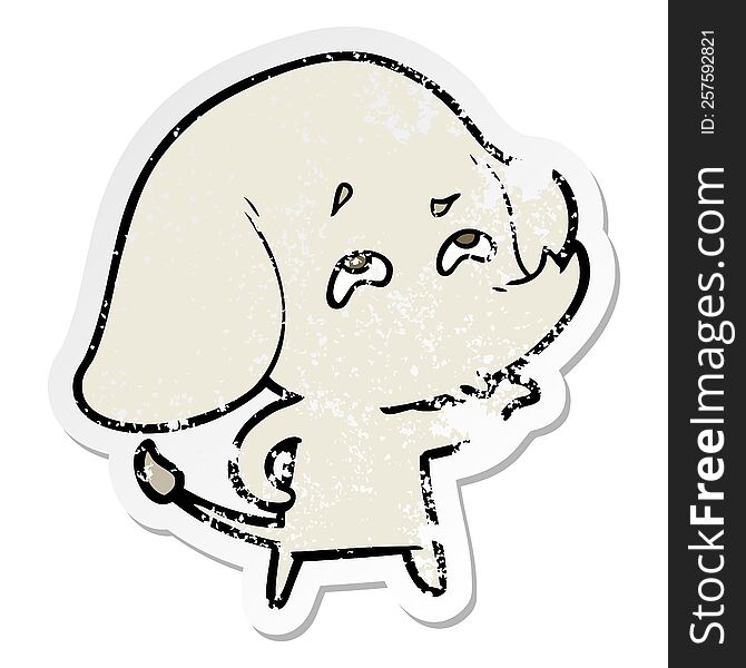 Distressed Sticker Of A Cartoon Elephant Remembering