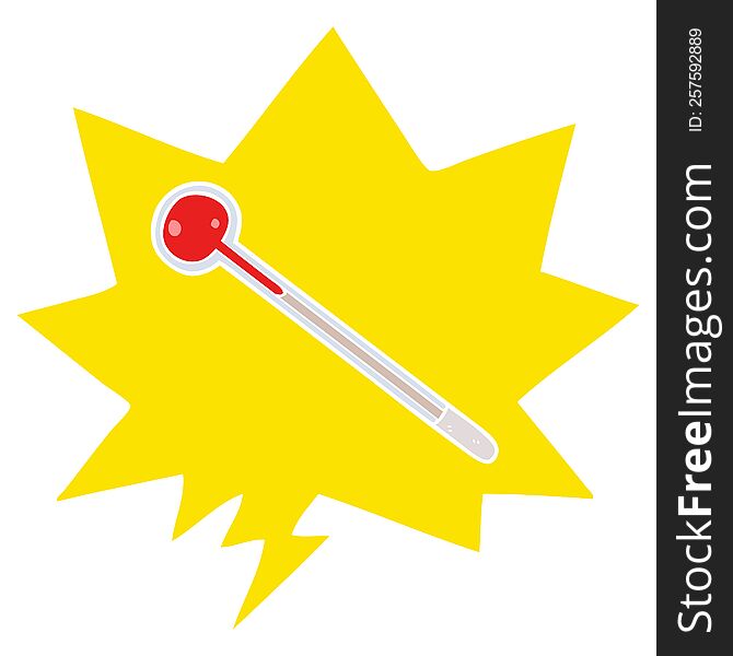 cartoom thermometer with speech bubble in retro style