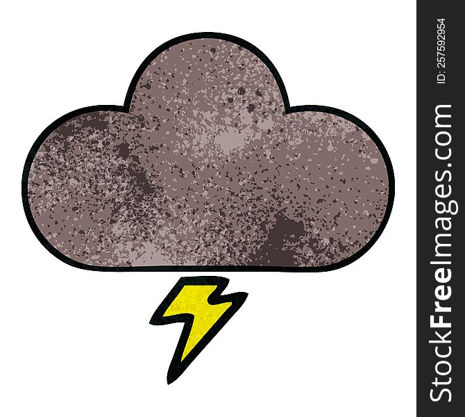 Retro Grunge Texture Cartoon Storm Cloud