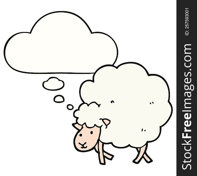 cartoon sheep with thought bubble. cartoon sheep with thought bubble