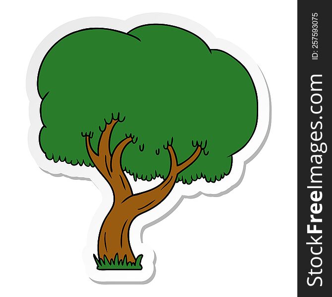 sticker cartoon doodle of a summer tree