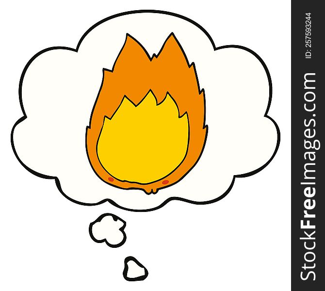 Cartoon Flames And Thought Bubble