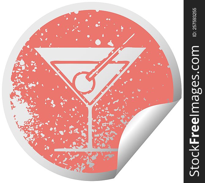 Distressed Circular Peeling Sticker Symbol Fancy Cocktail