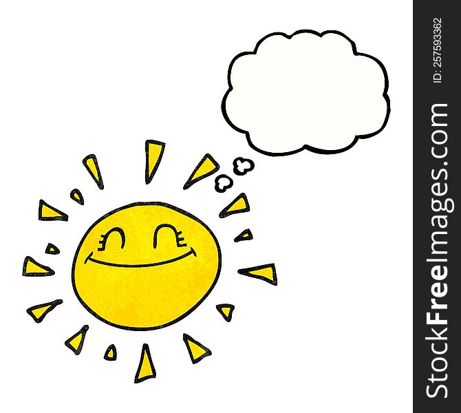 Happy Thought Bubble Textured Cartoon Sun