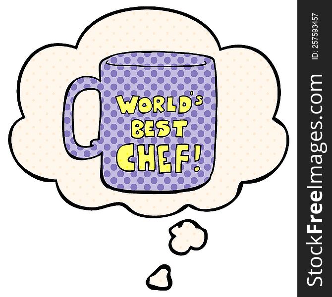 Worlds Best Chef Mug And Thought Bubble In Comic Book Style
