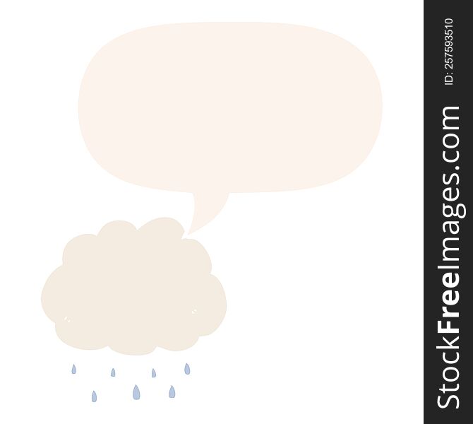 Cartoon Rain Cloud And Speech Bubble In Retro Style