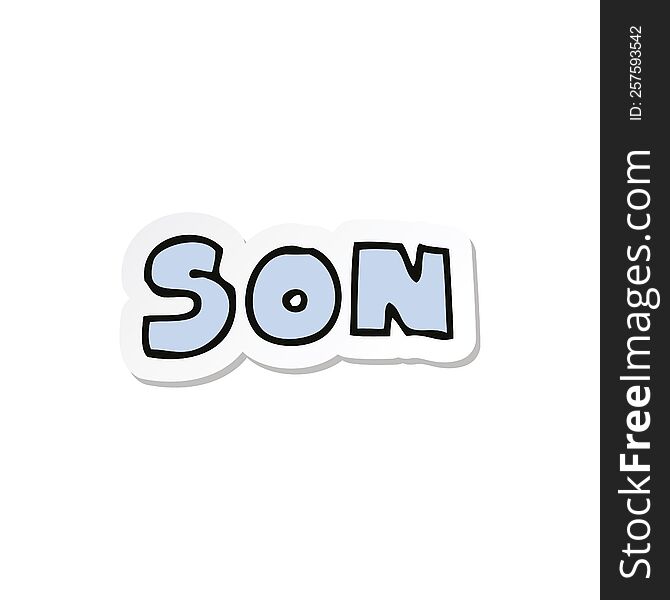 sticker of a cartoon word son