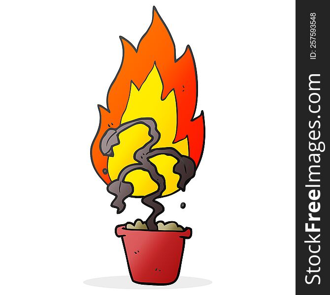 cartoon burning plant