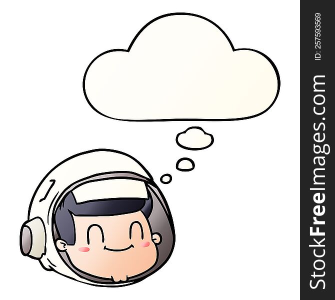 Cartoon Astronaut Face And Thought Bubble In Smooth Gradient Style
