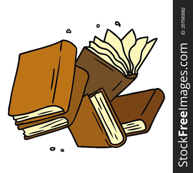 Cartoon Doodle Of A Collection Of Books