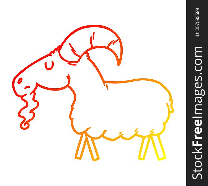 warm gradient line drawing of a cartoon goat