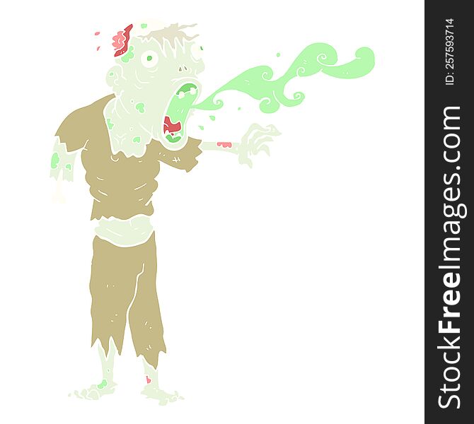 flat color illustration of gross zombie. flat color illustration of gross zombie