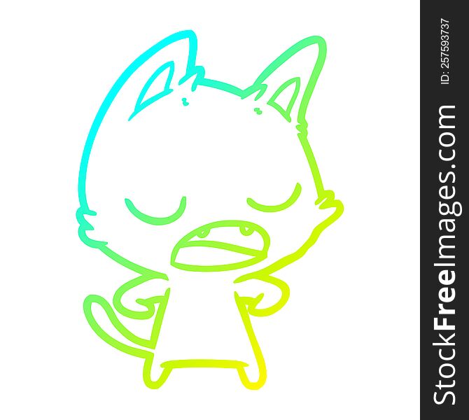 Cold Gradient Line Drawing Talking Cat Cartoon